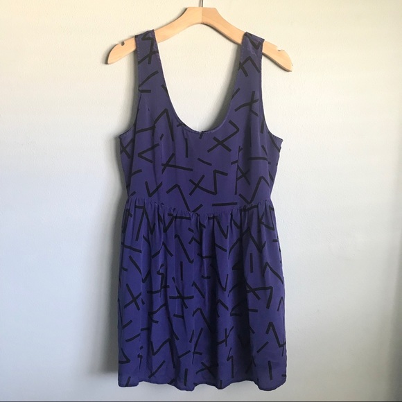 silence + noise Dresses & Skirts - URBAN OUTFITTERS Purple-Blue Dress Black pattern